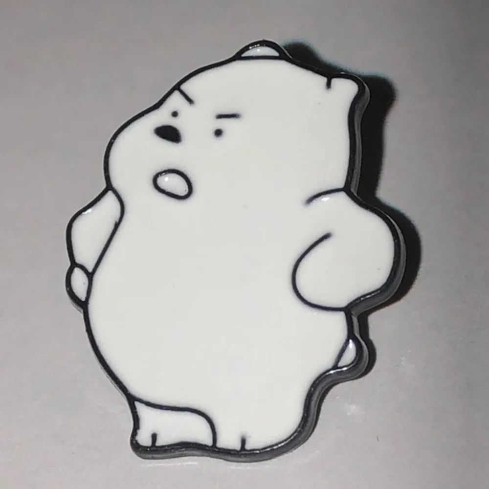 White Grumpy Bear Funky Y2K Retro Boho Scatter Pin